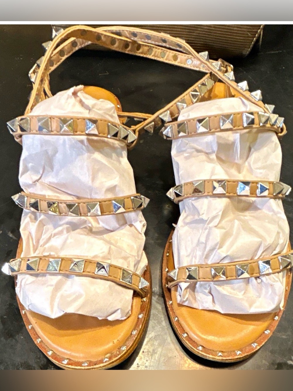 Steve Madden Tan Studded Gladiator Sandals - Women’s 8.5